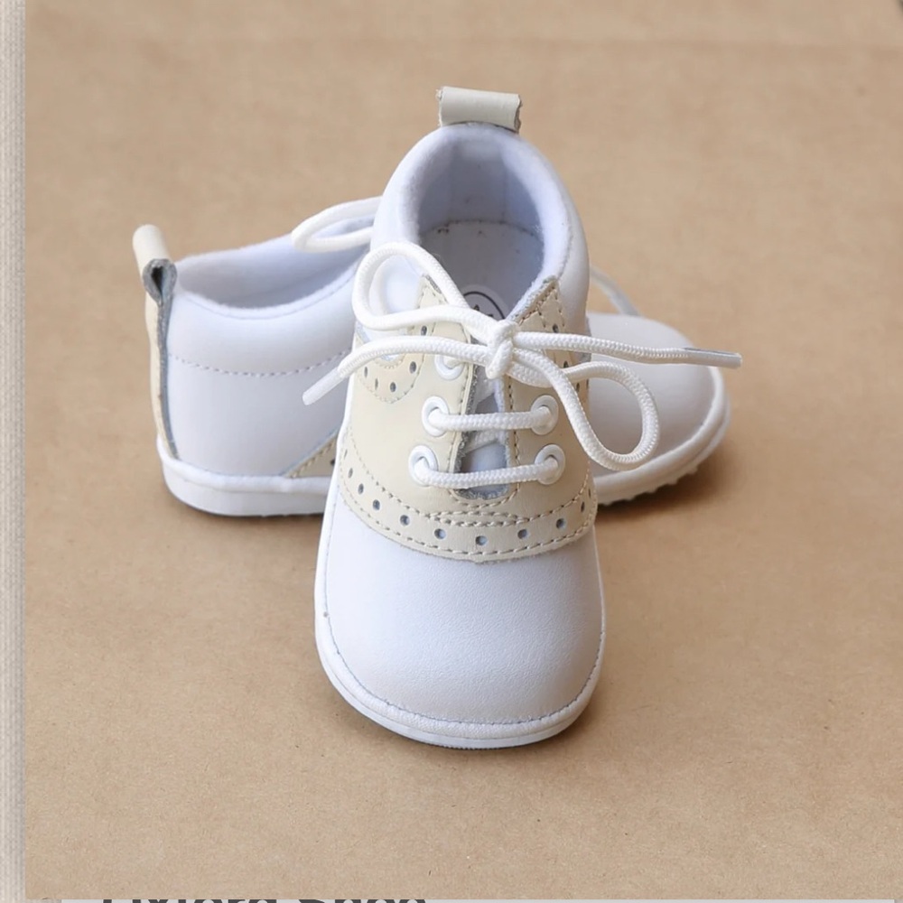 Baby & Walker White and Cream Lace-Up Baby Shoes